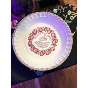 Vintage 1980s Country Harvest Cherry Pie Pan 11" Royal China Recipe